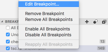 Edit breakpoint command
